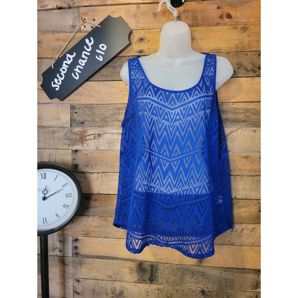 SALE-Apt 9 women's blue triangle pattern tank top cover up size large
